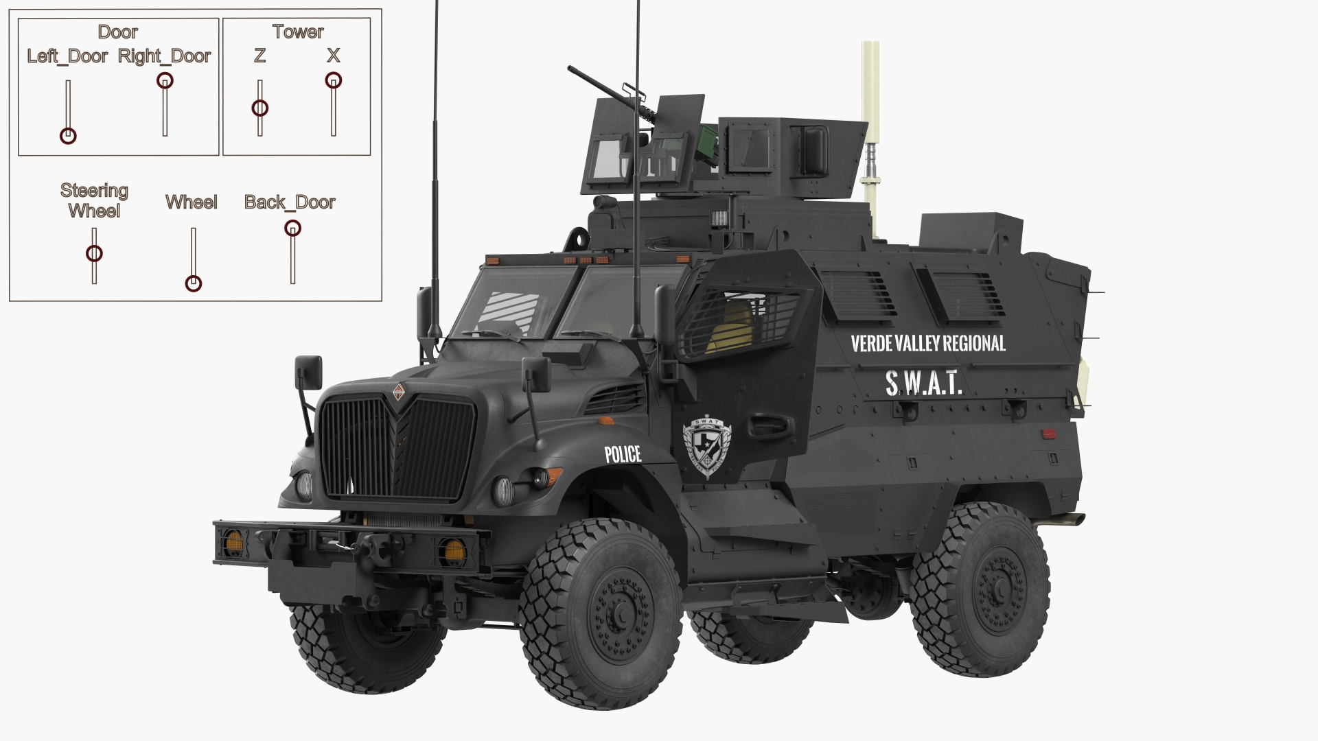 3D SWAT Vehicle International MaxxPro Rigged