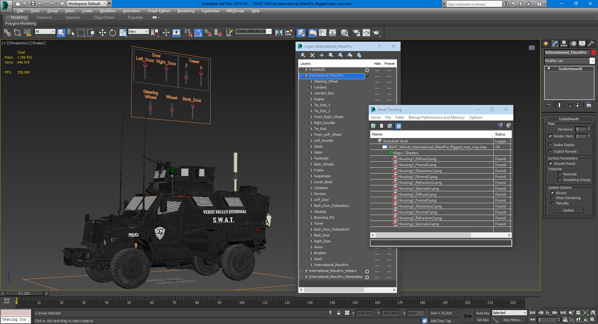 3D SWAT Vehicle International MaxxPro Rigged