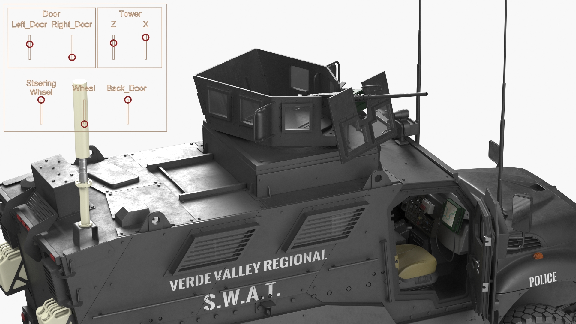 3D SWAT Vehicle International MaxxPro Rigged