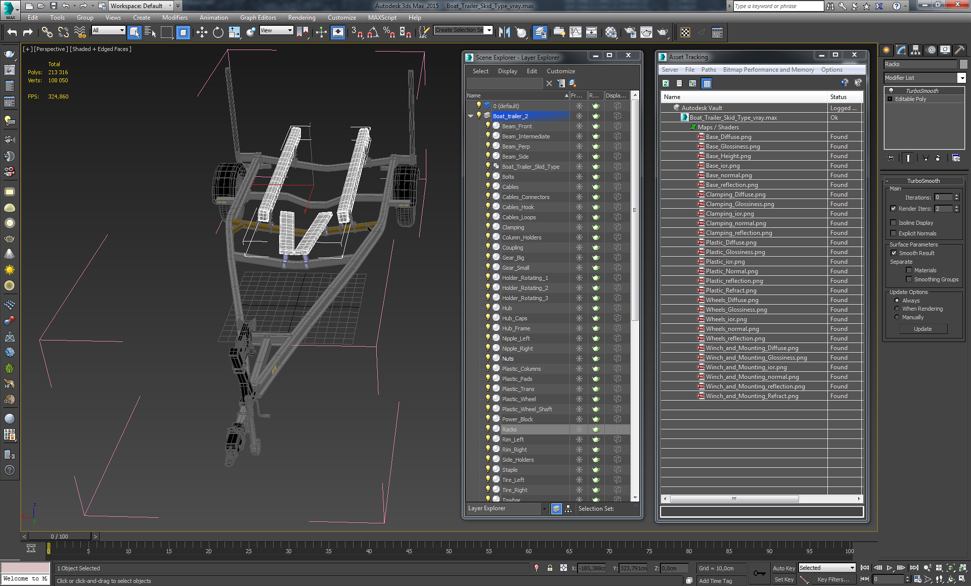 Boat Trailer Skid Type 3D