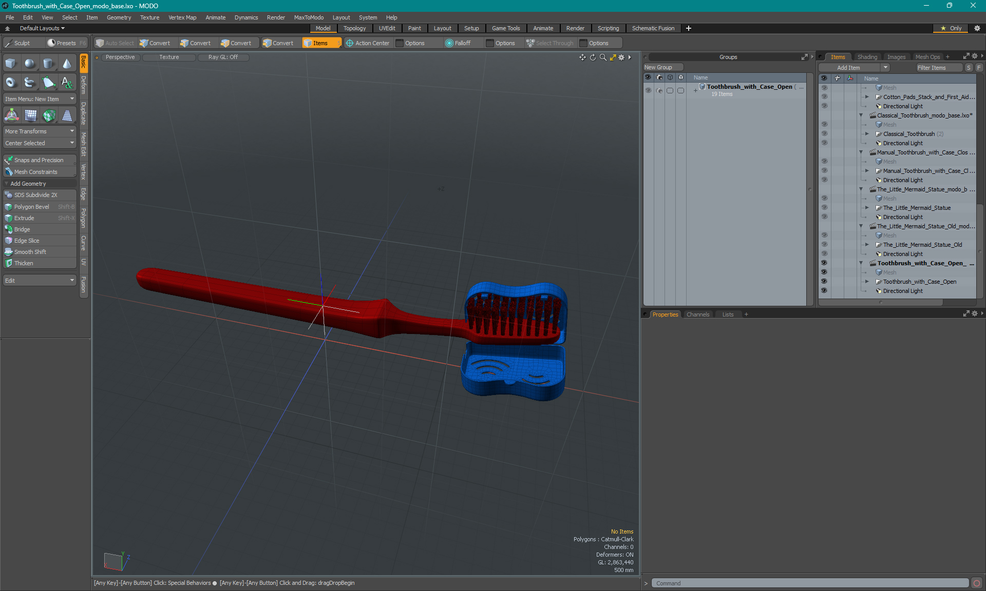 3D model Toothbrush with Case Open