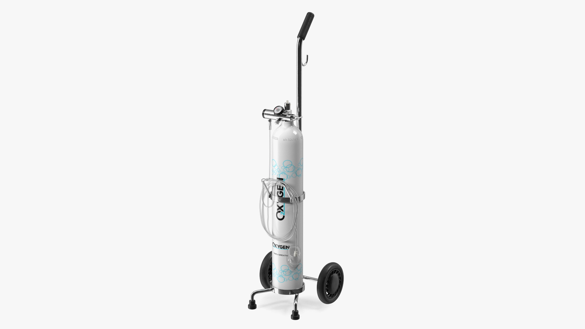 3D model Medical Cart with Oxygen Cylinder E Tank