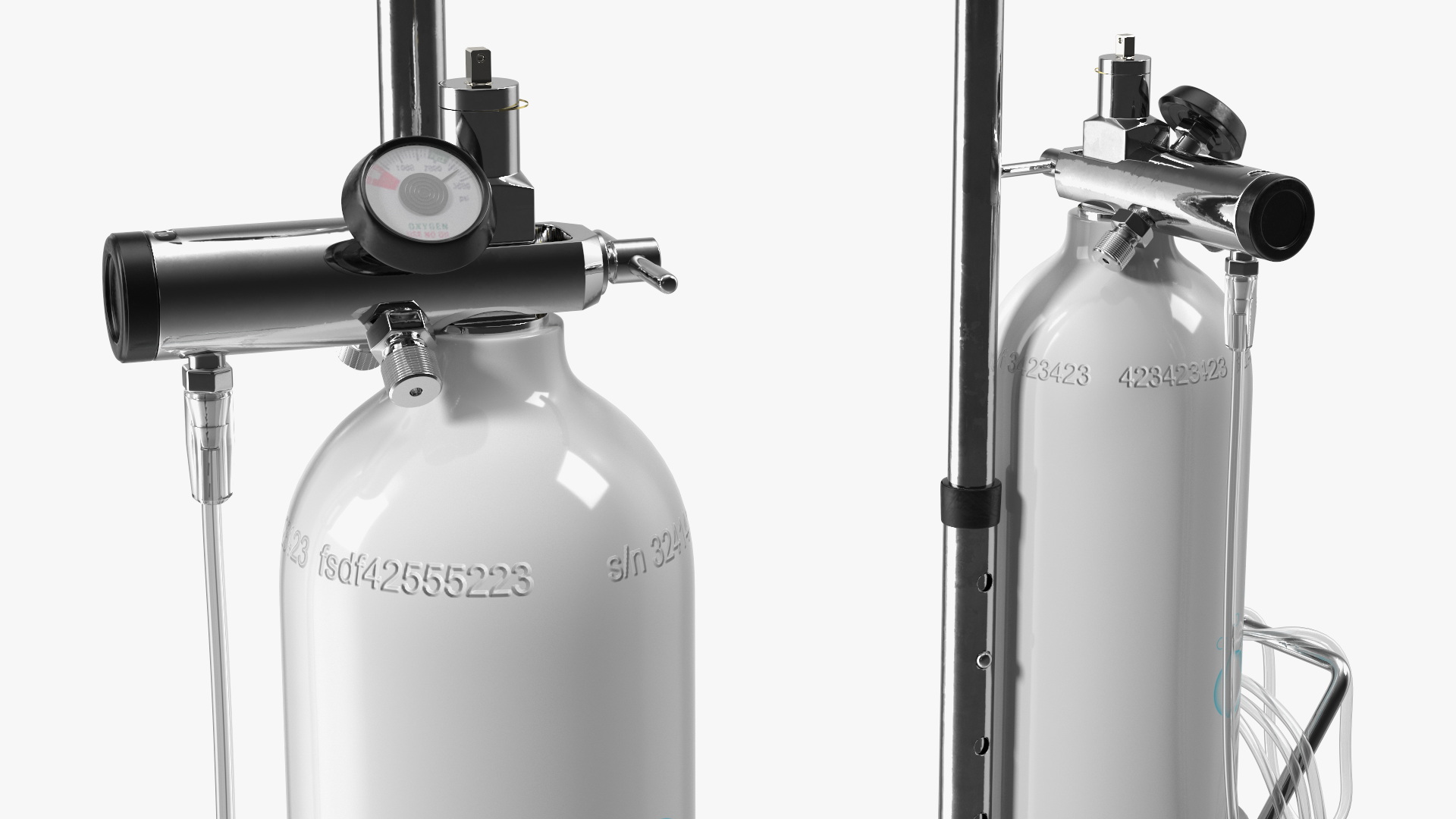 3D model Medical Cart with Oxygen Cylinder E Tank