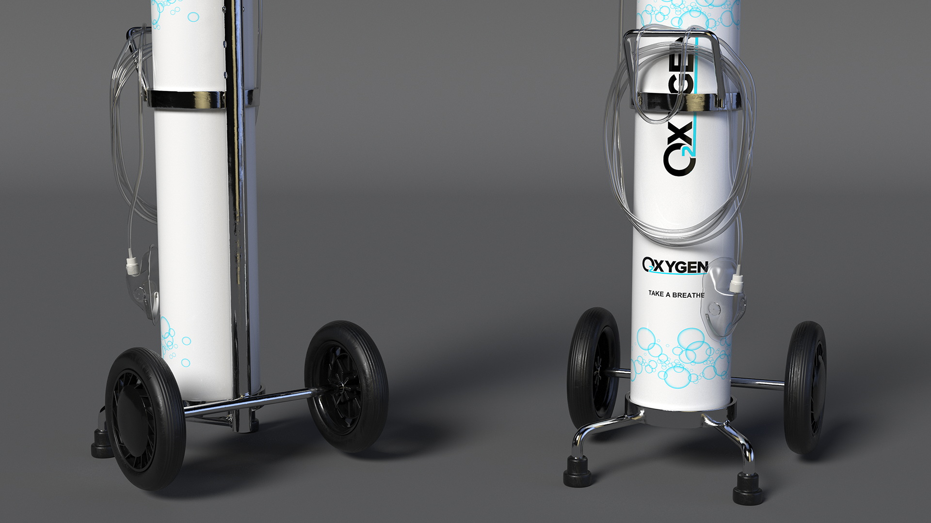3D model Medical Cart with Oxygen Cylinder E Tank