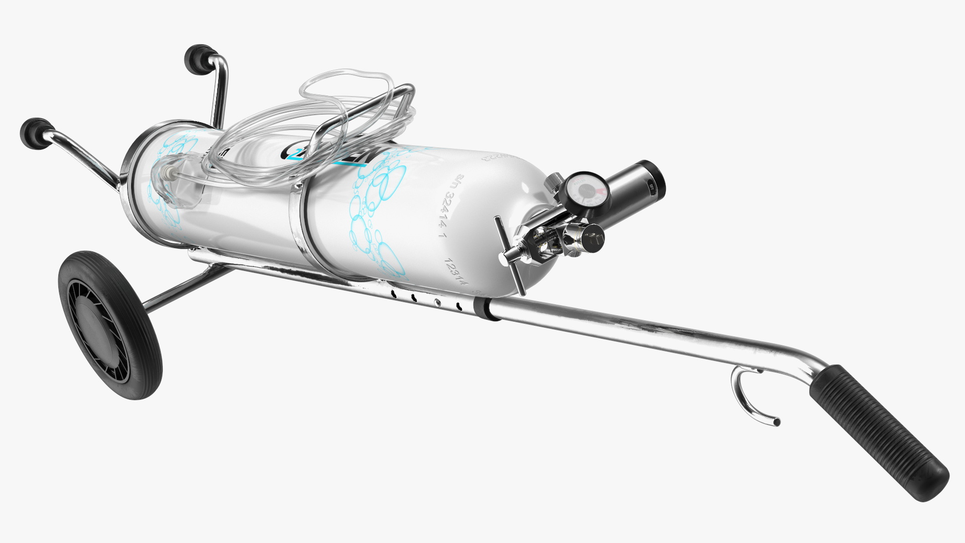 3D model Medical Cart with Oxygen Cylinder E Tank