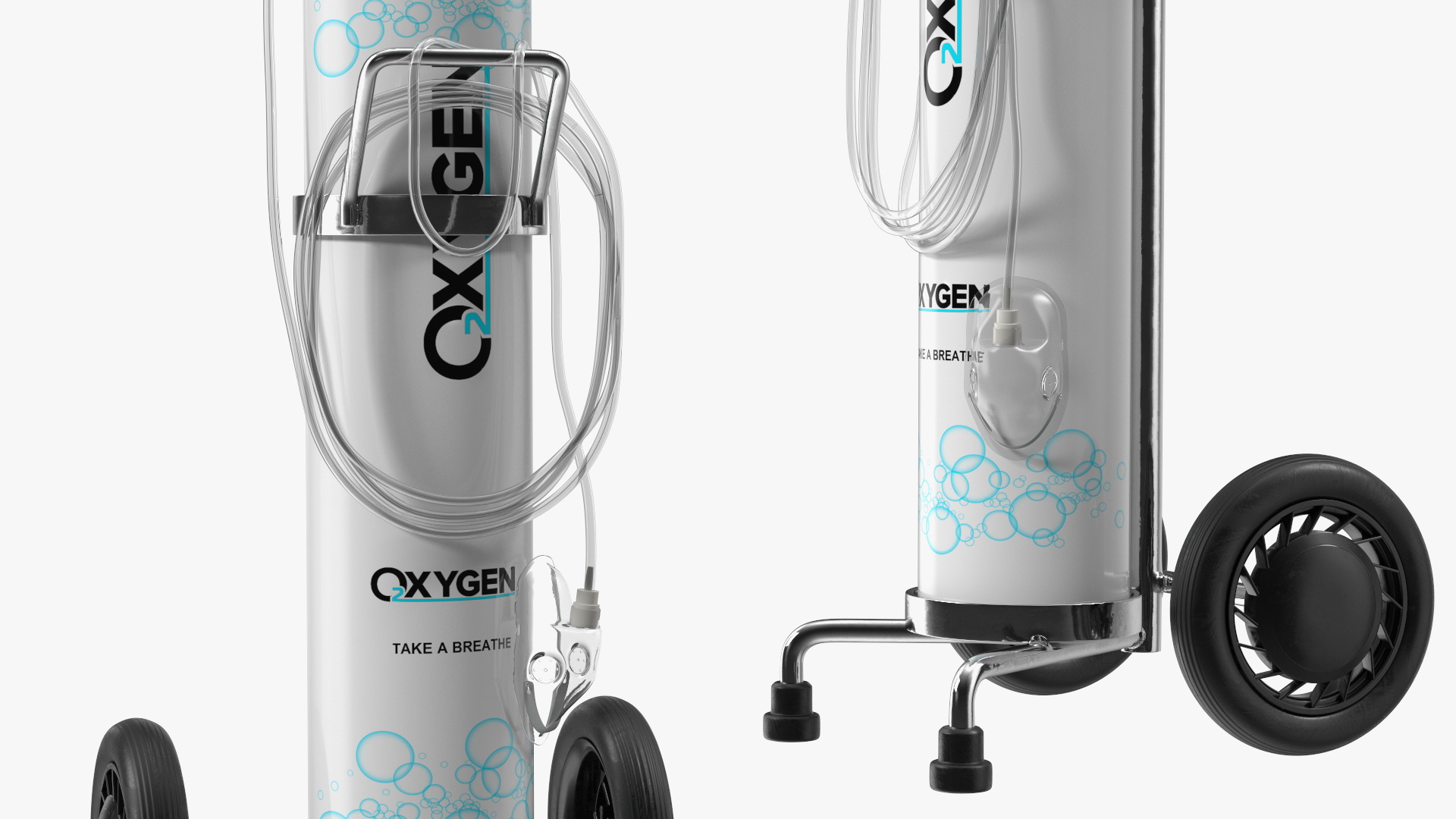 3D model Medical Cart with Oxygen Cylinder E Tank