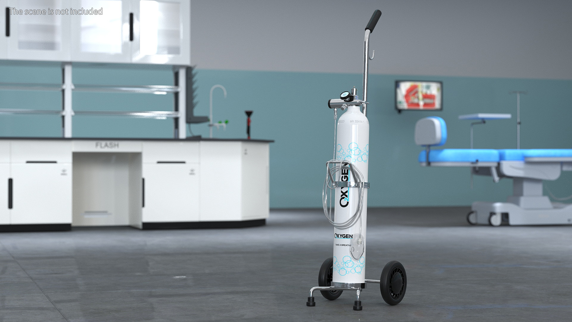 3D model Medical Cart with Oxygen Cylinder E Tank