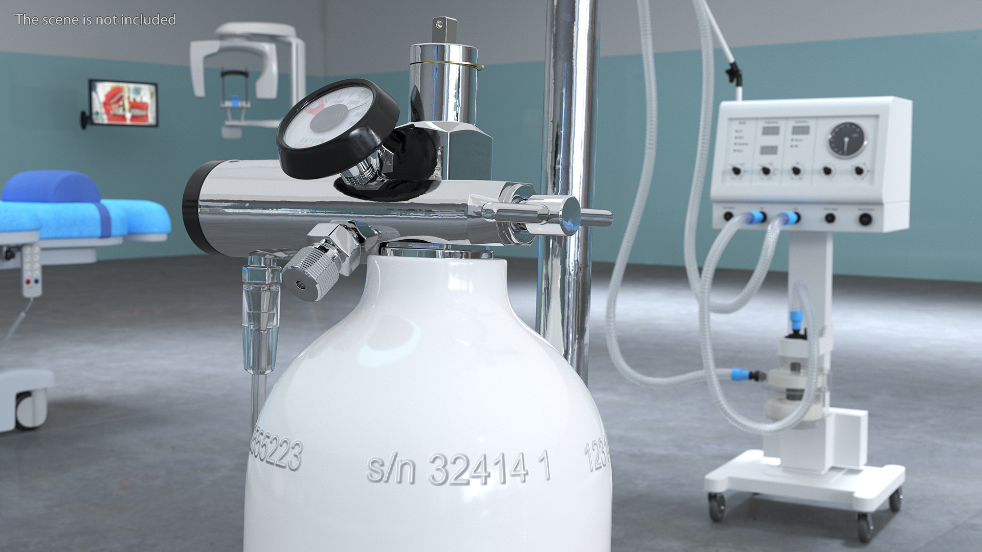 3D model Medical Cart with Oxygen Cylinder E Tank