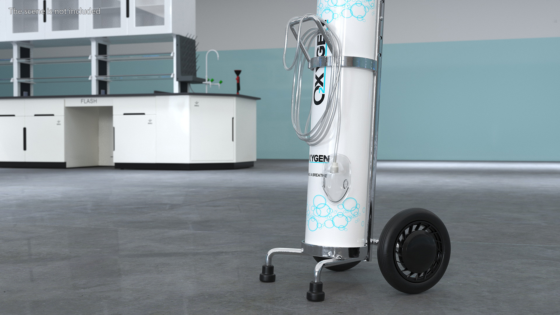 3D model Medical Cart with Oxygen Cylinder E Tank