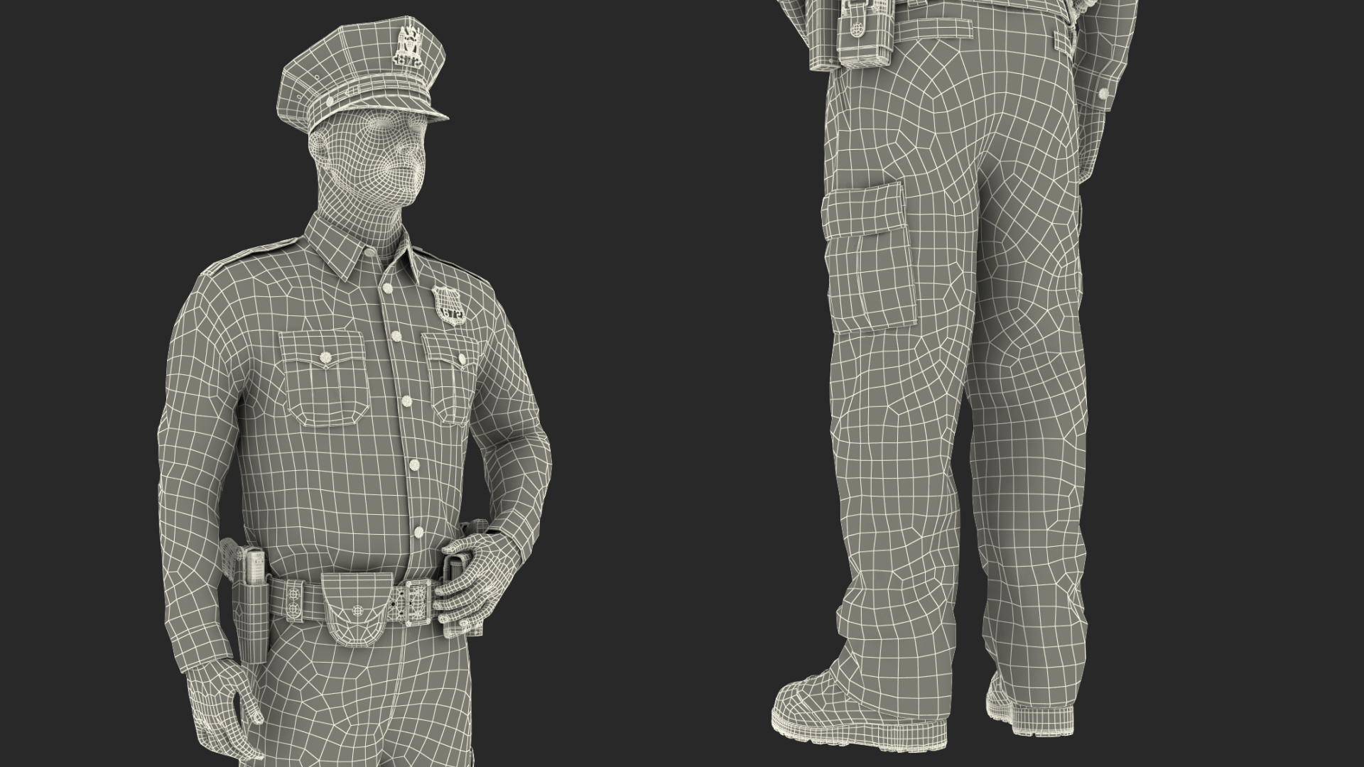3D model NY Police Officer Standing Pose Fur