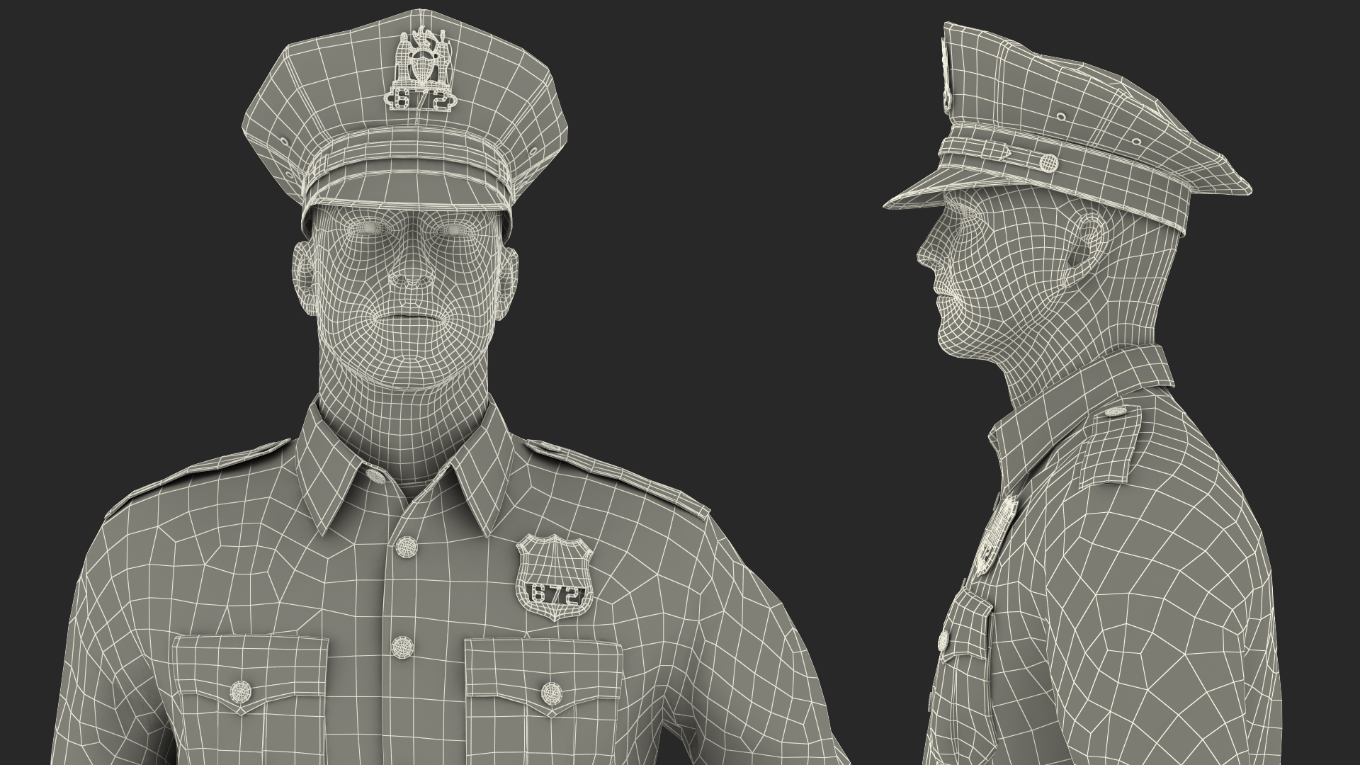 3D model NY Police Officer Standing Pose Fur