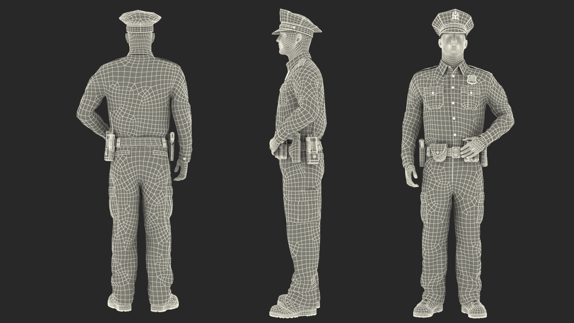 3D model NY Police Officer Standing Pose Fur