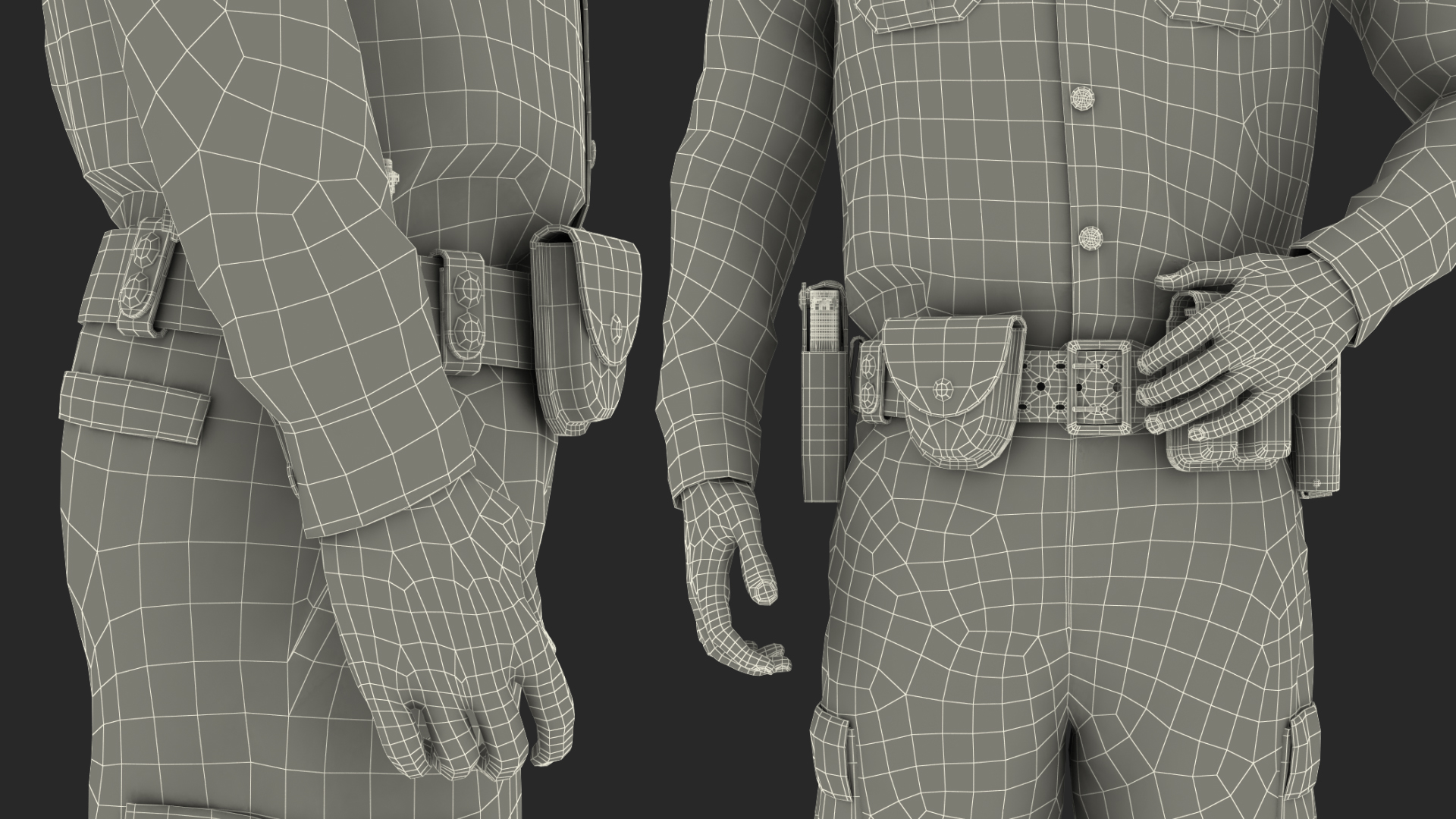 3D model NY Police Officer Standing Pose Fur