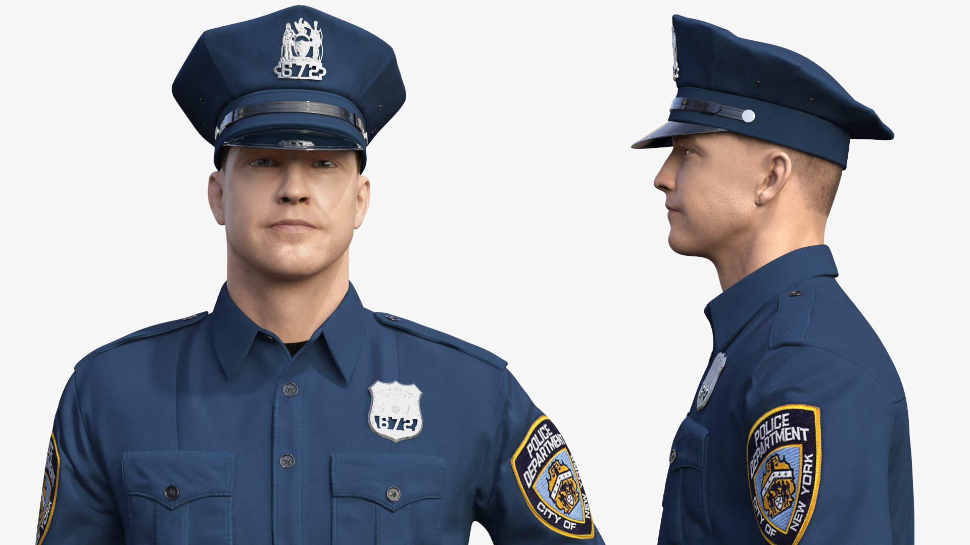 3D model NY Police Officer Standing Pose Fur