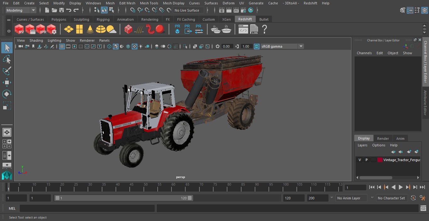 3D Vintage Tractor Ferguson 698 with Transbordeur