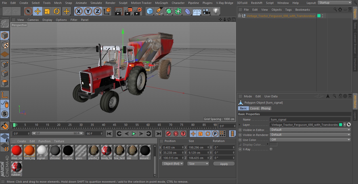 3D Vintage Tractor Ferguson 698 with Transbordeur
