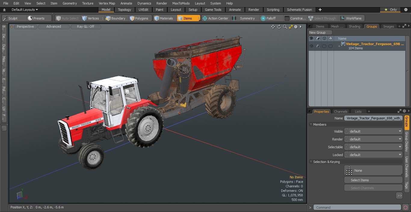 3D Vintage Tractor Ferguson 698 with Transbordeur