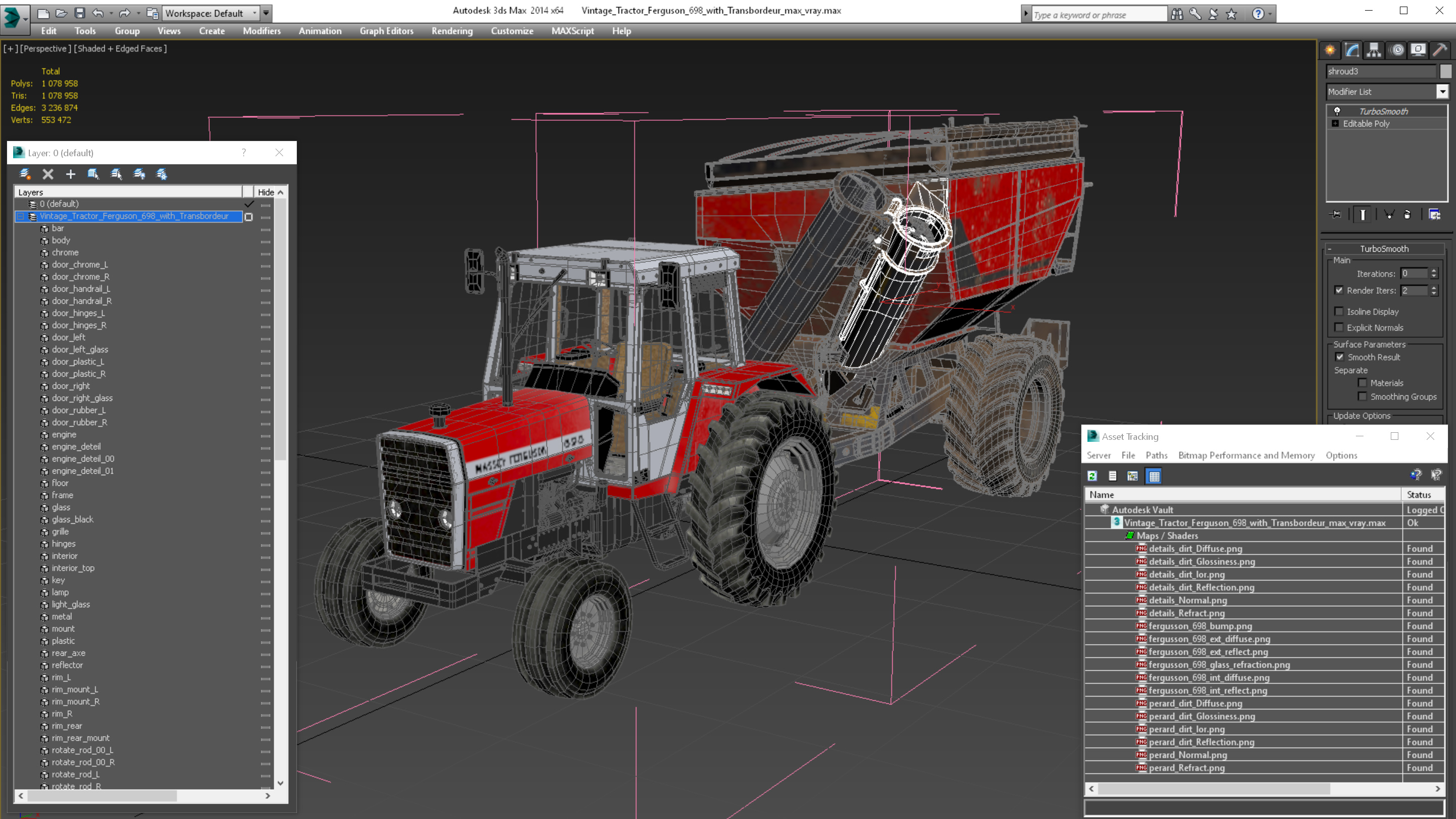 3D Vintage Tractor Ferguson 698 with Transbordeur