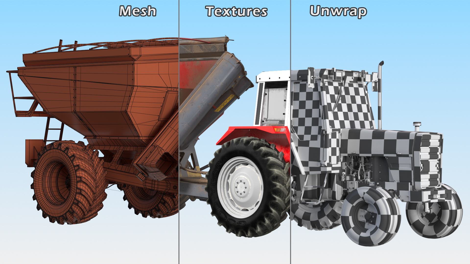 3D Vintage Tractor Ferguson 698 with Transbordeur