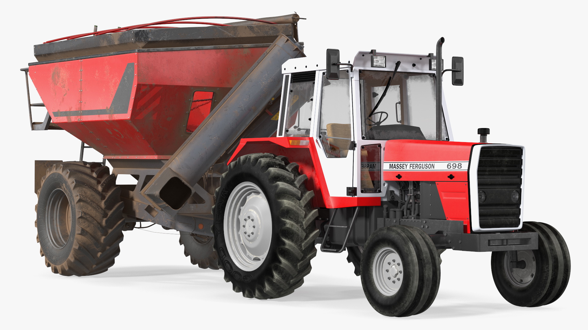 3D Vintage Tractor Ferguson 698 with Transbordeur