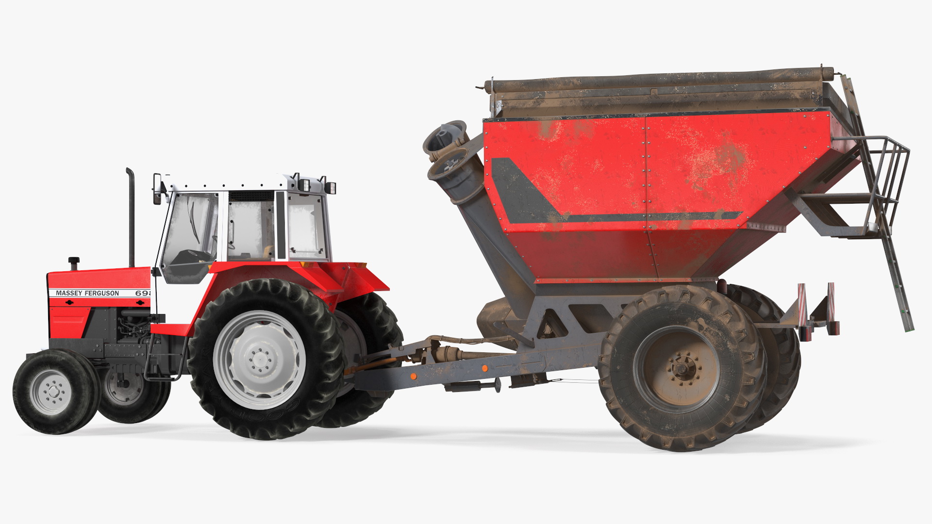3D Vintage Tractor Ferguson 698 with Transbordeur