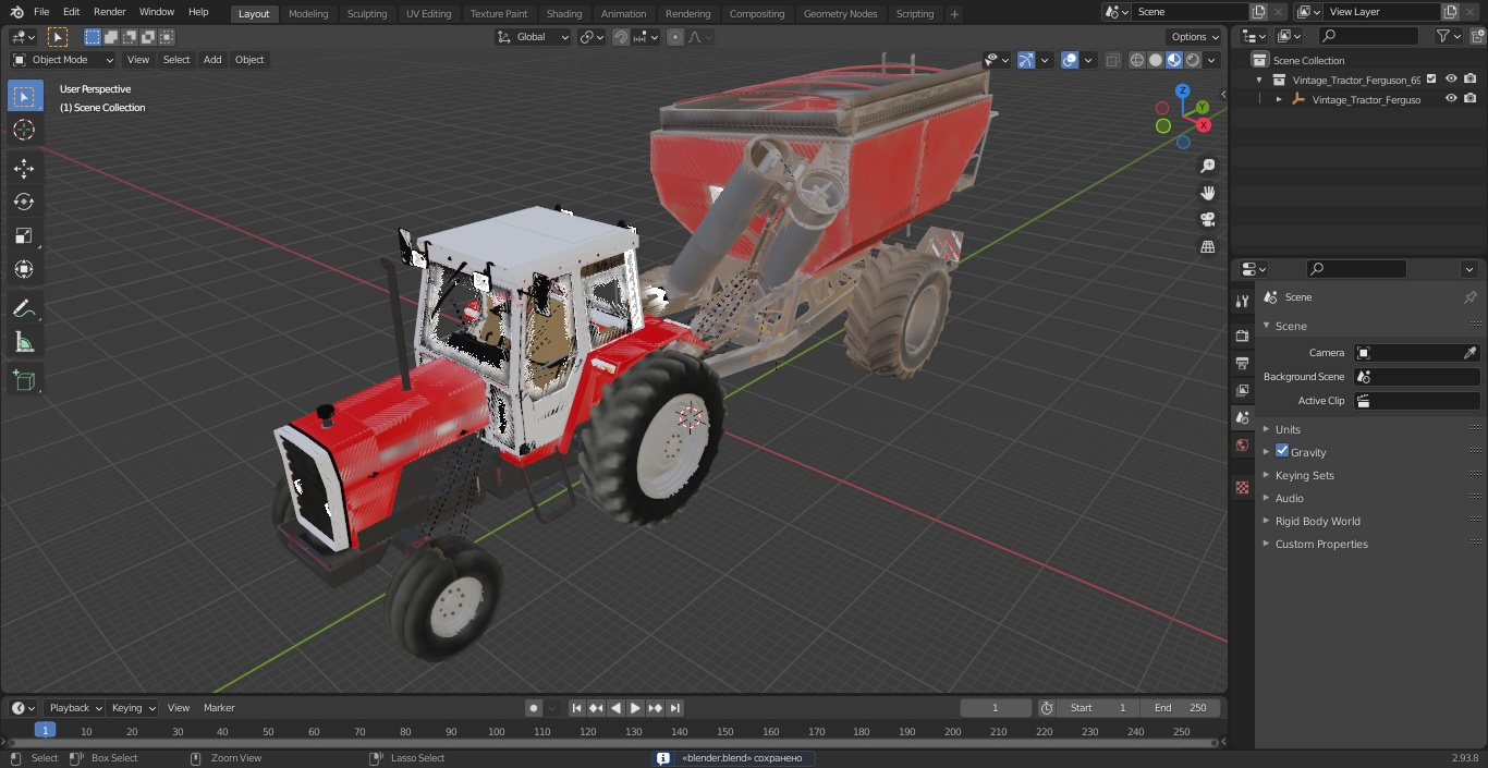 3D Vintage Tractor Ferguson 698 with Transbordeur