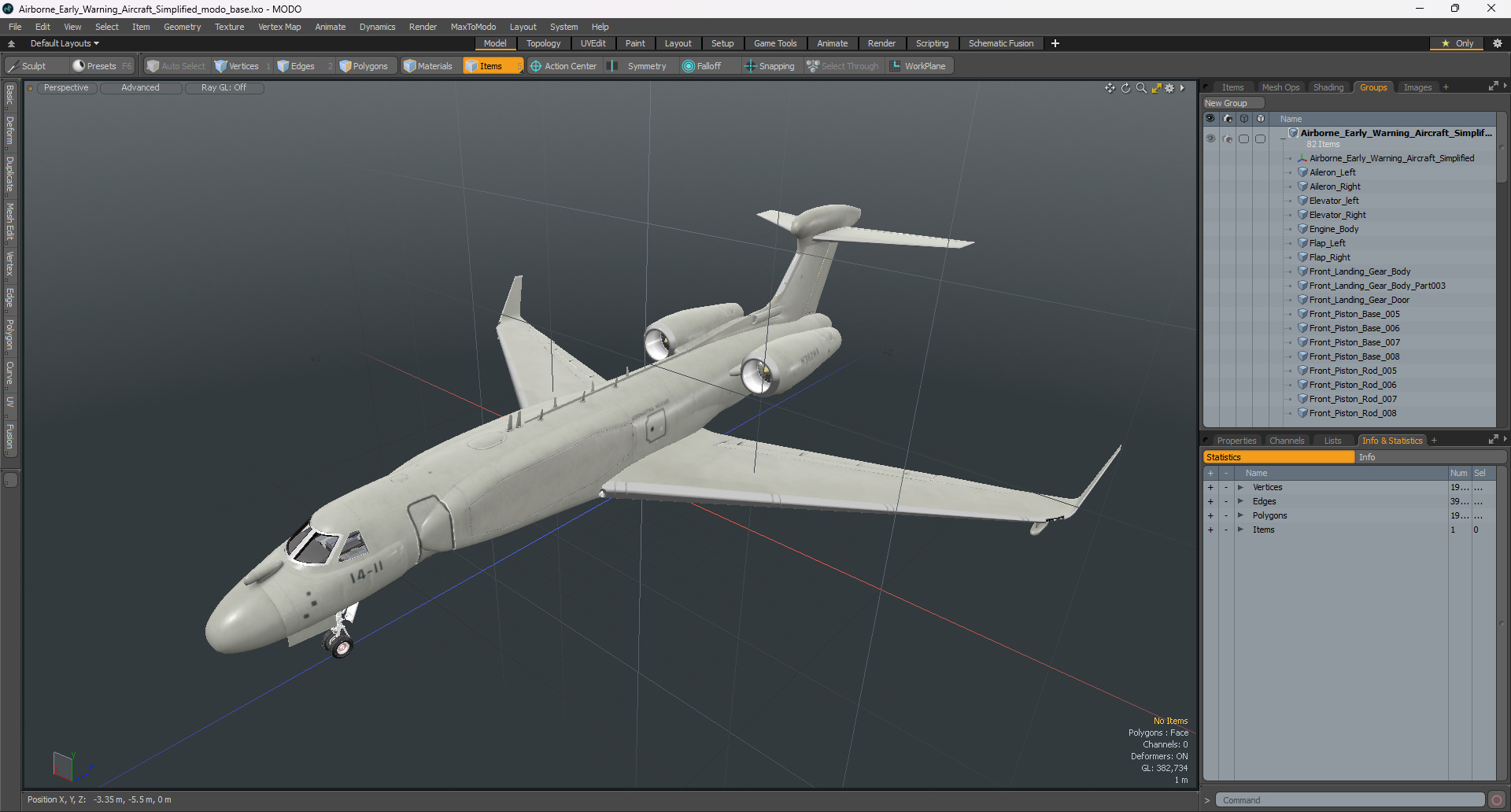 Airborne Early Warning Aircraft Simplified 3D