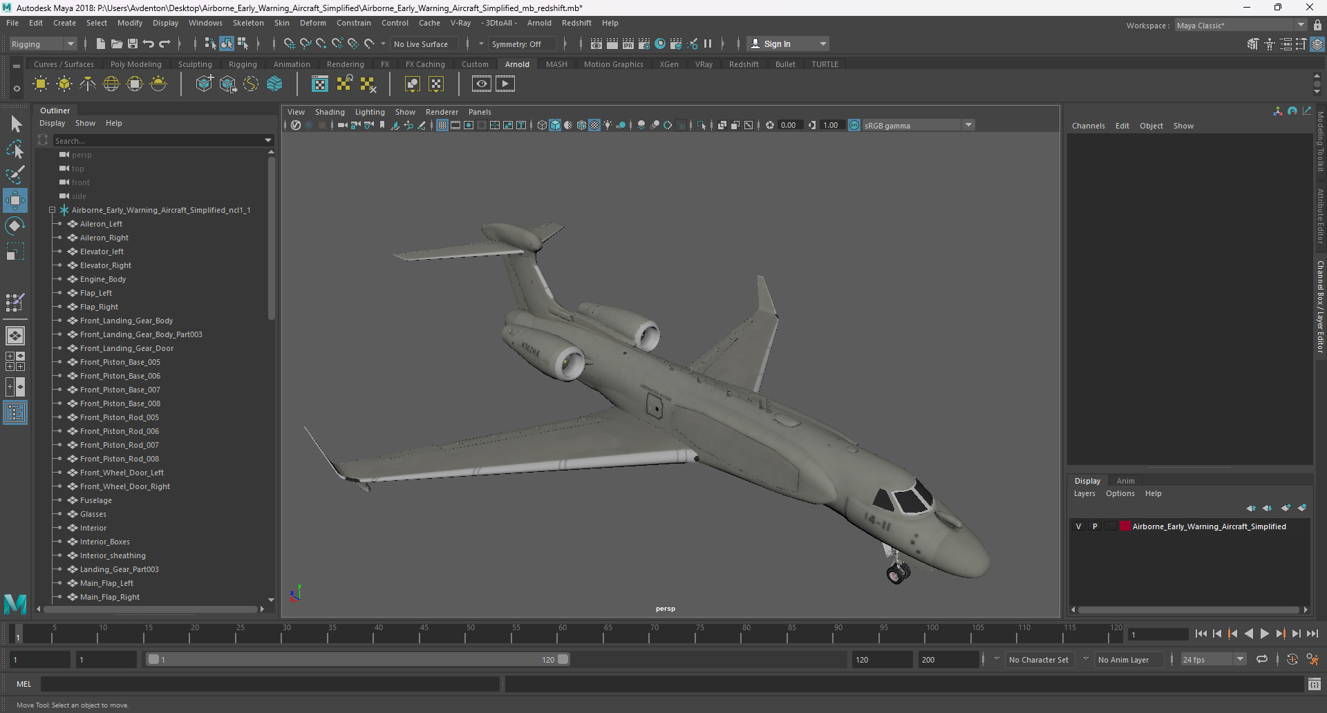 Airborne Early Warning Aircraft Simplified 3D