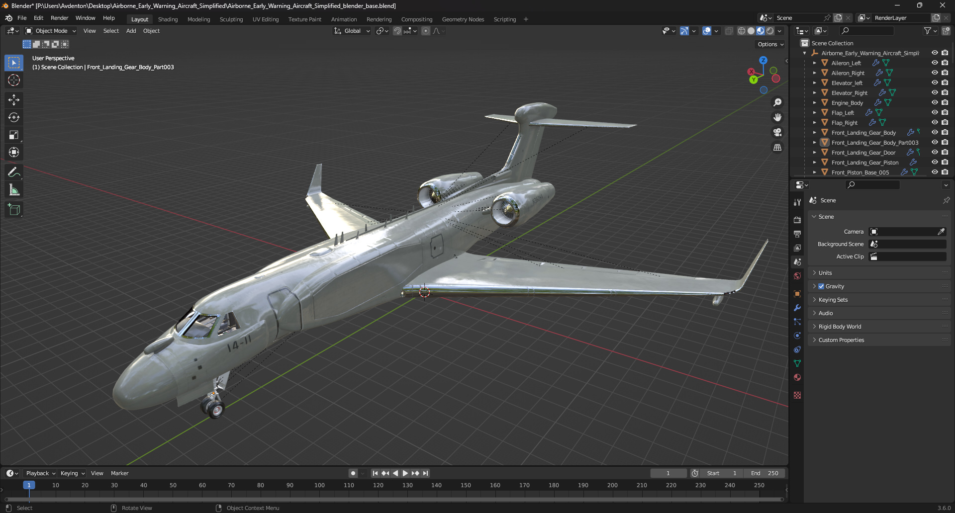 Airborne Early Warning Aircraft Simplified 3D