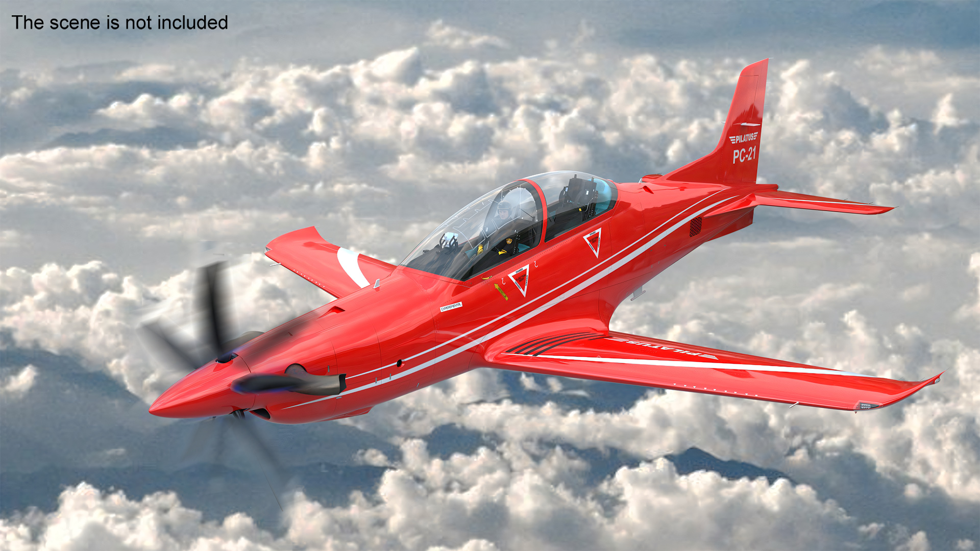 Training Aircraft Pilatus PC-21 Red Rigged 3D