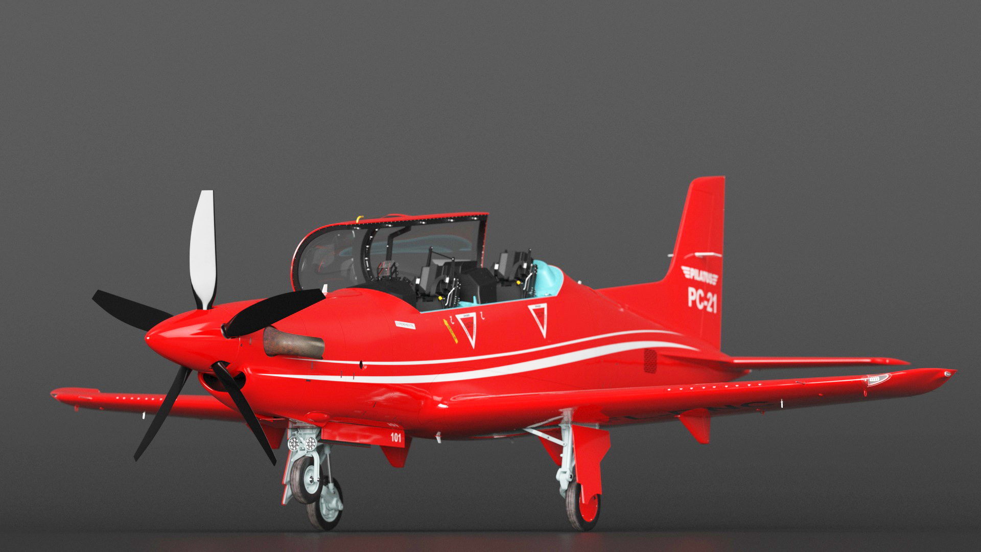 Training Aircraft Pilatus PC-21 Red Rigged 3D