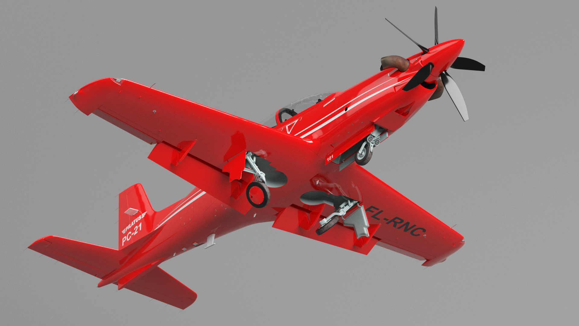 Training Aircraft Pilatus PC-21 Red Rigged 3D