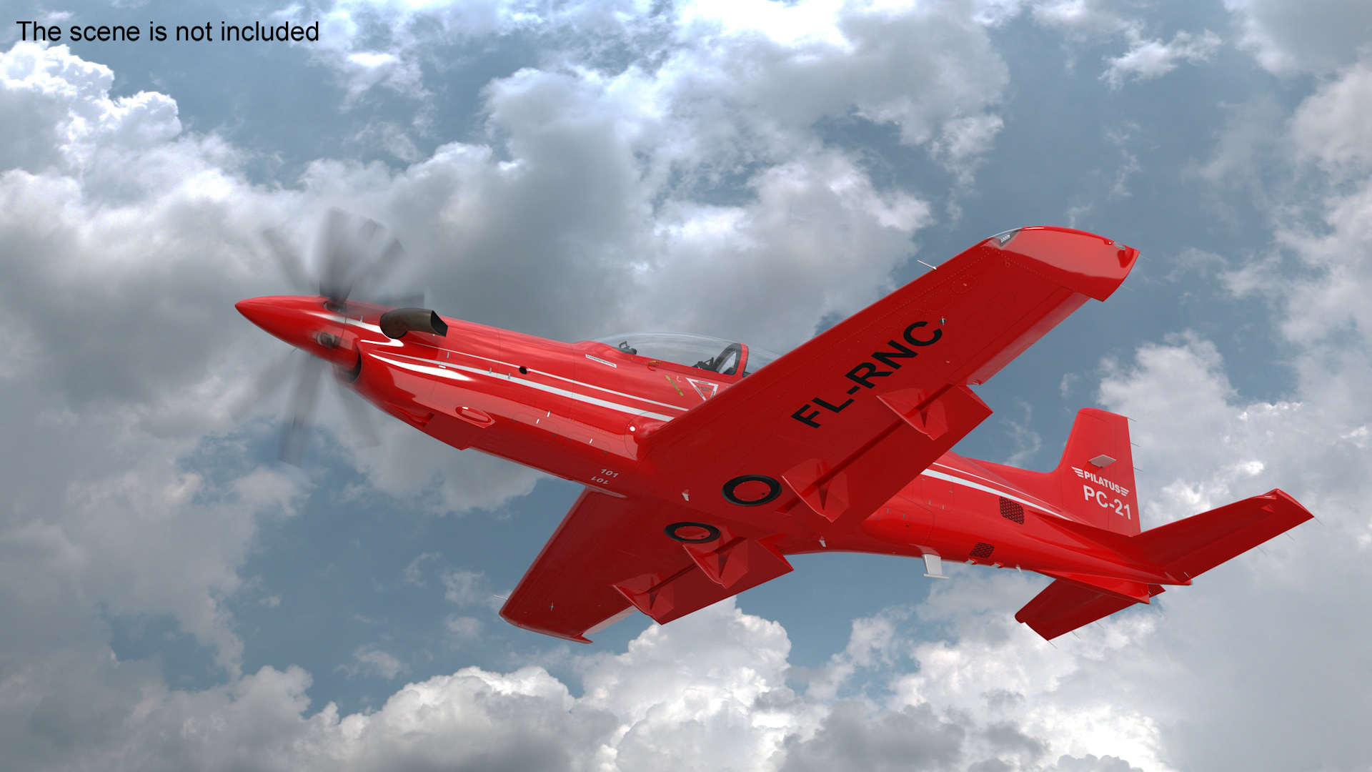 Training Aircraft Pilatus PC-21 Red Rigged 3D