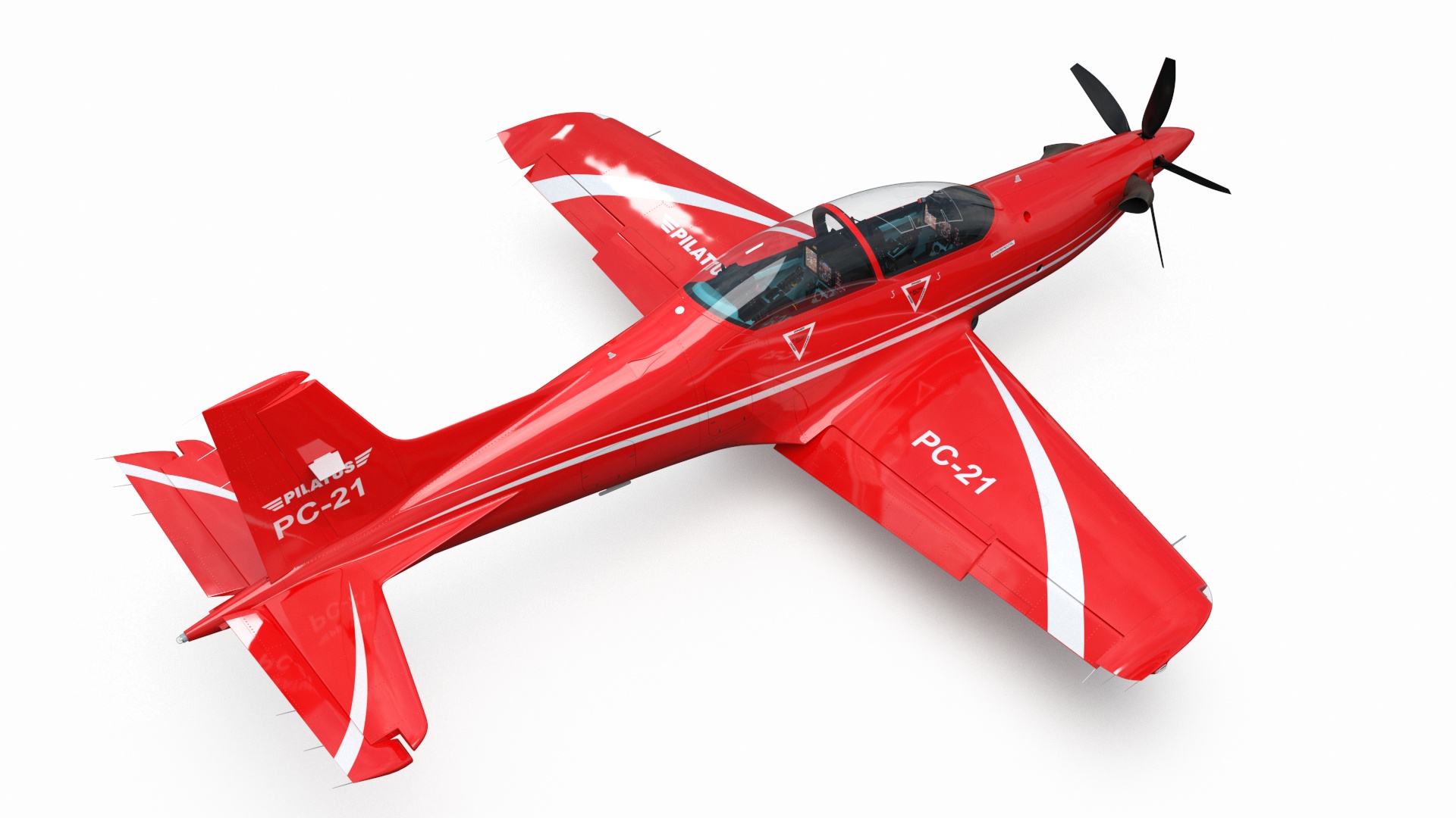 Training Aircraft Pilatus PC-21 Red Rigged 3D