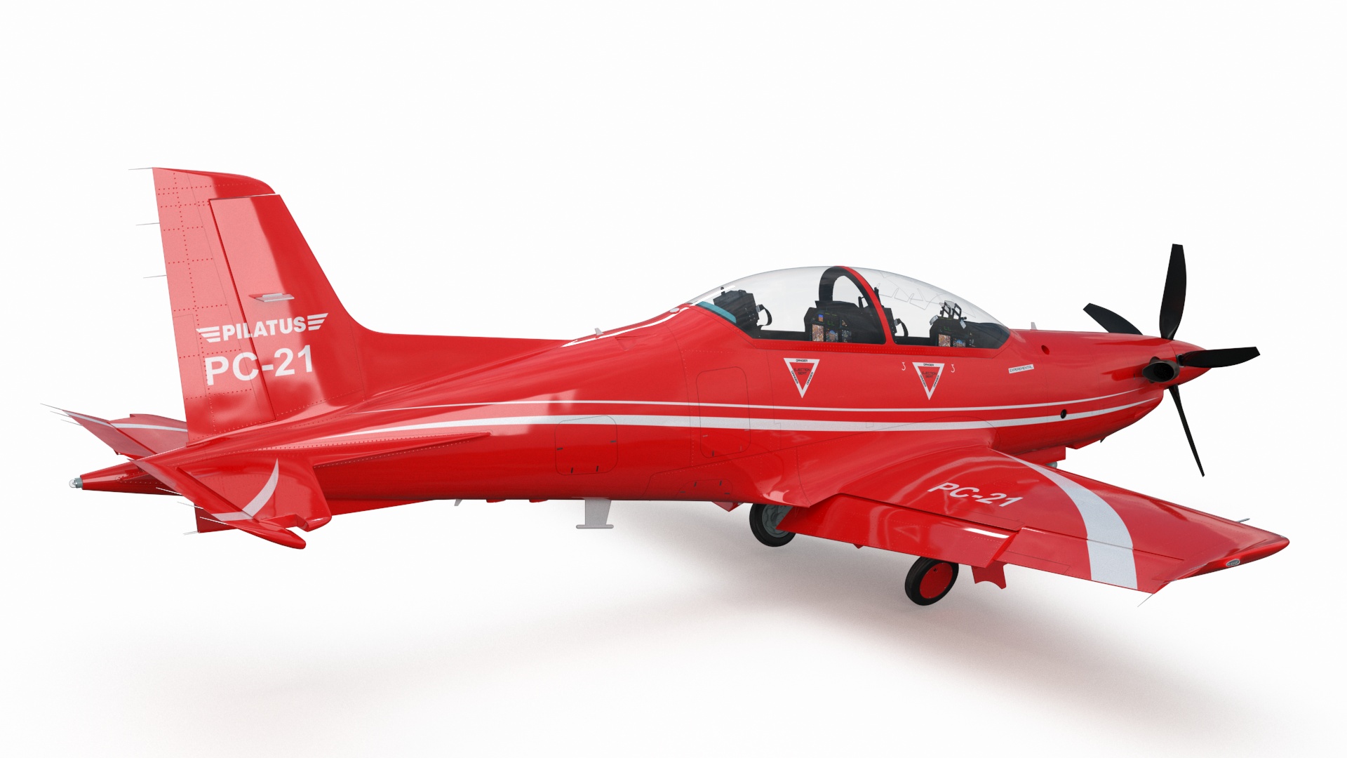 Training Aircraft Pilatus PC-21 Red Rigged 3D