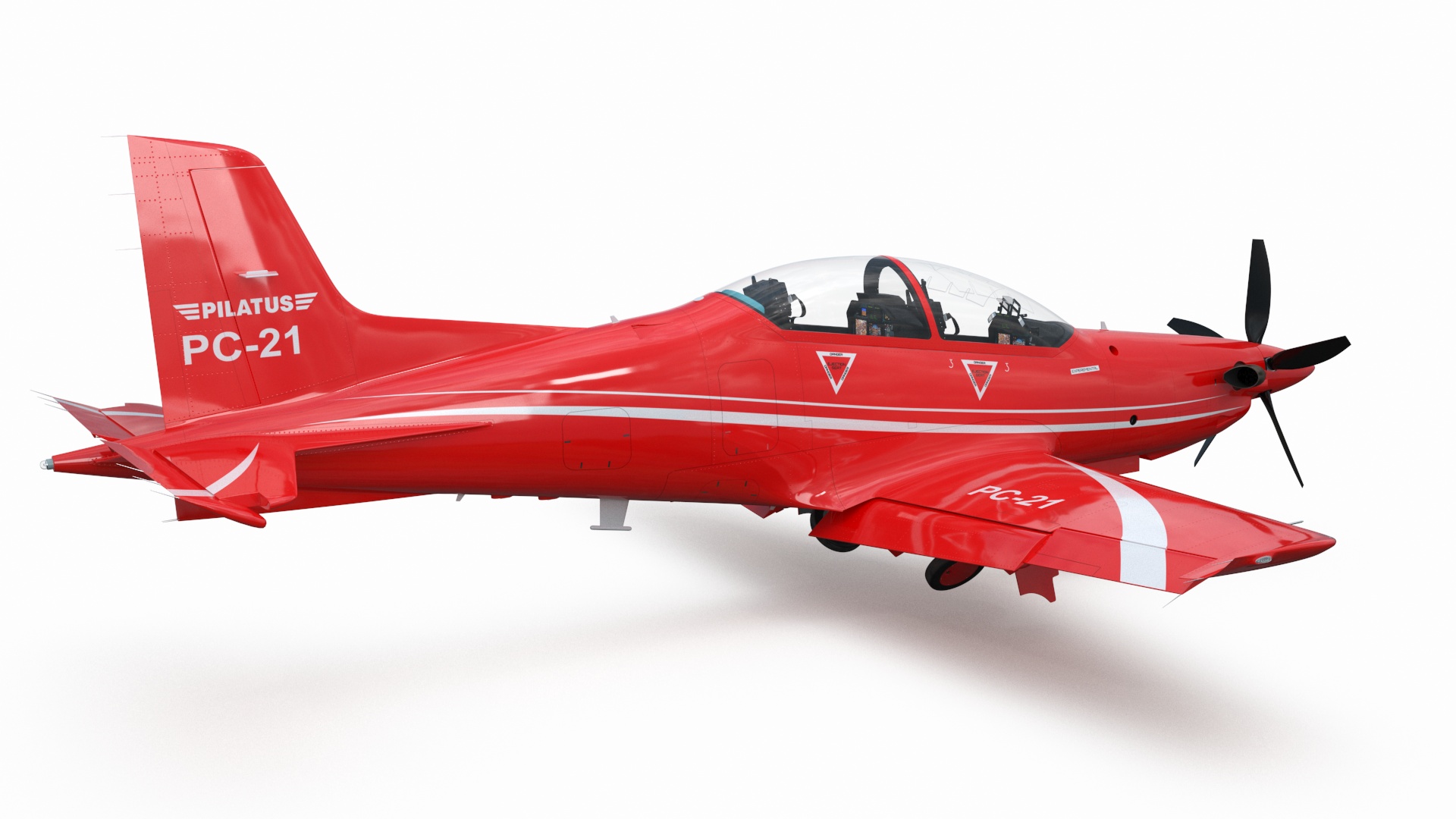 Training Aircraft Pilatus PC-21 Red Rigged 3D
