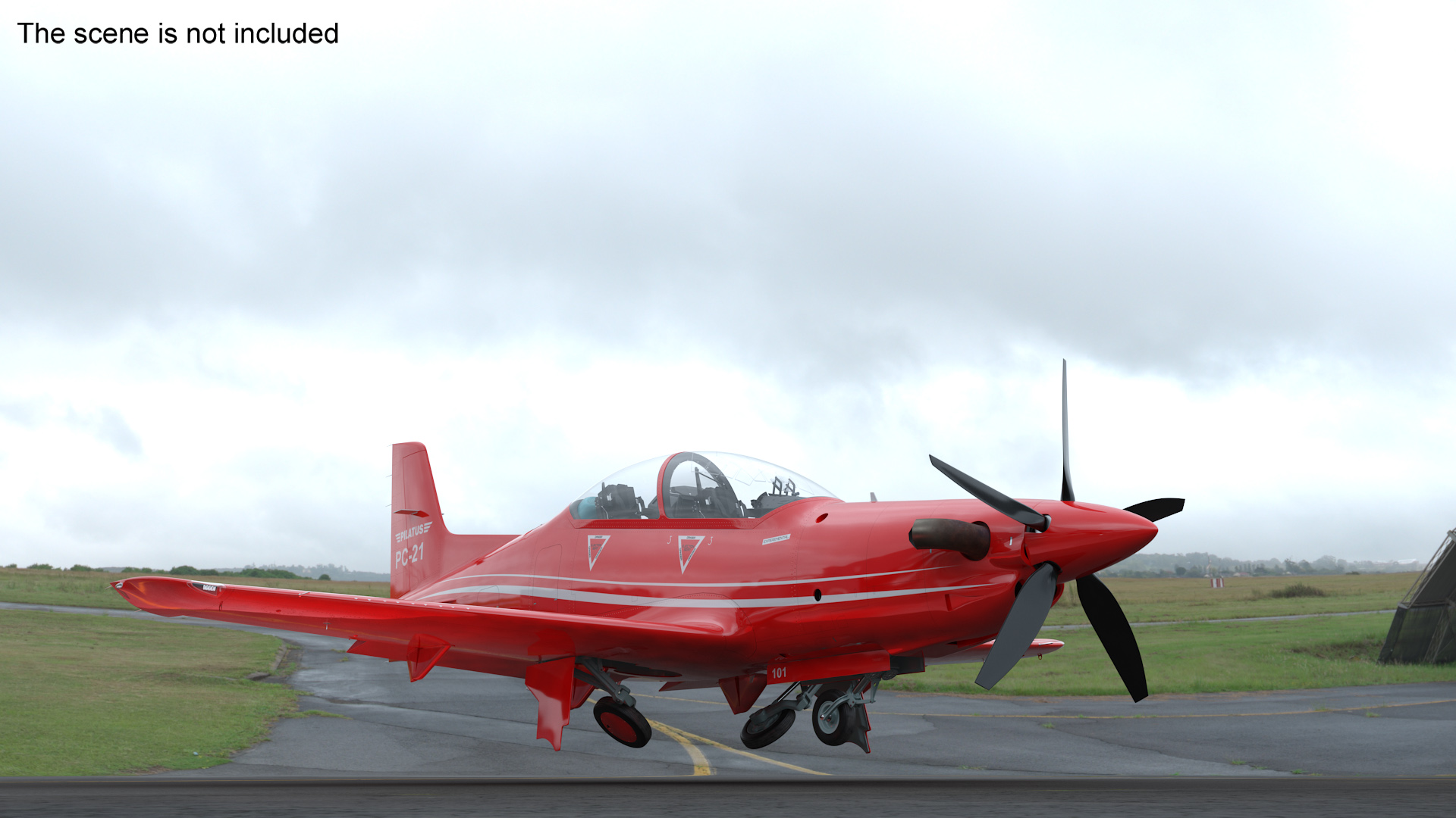 Training Aircraft Pilatus PC-21 Red Rigged 3D