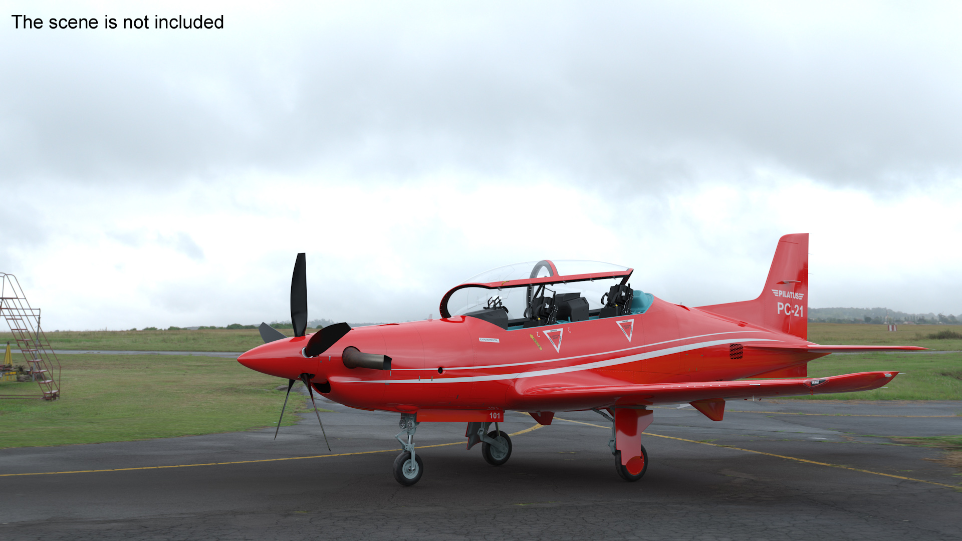 Training Aircraft Pilatus PC-21 Red Rigged 3D