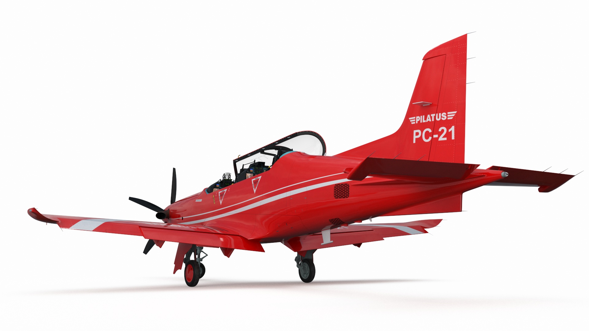 Training Aircraft Pilatus PC-21 Red Rigged 3D