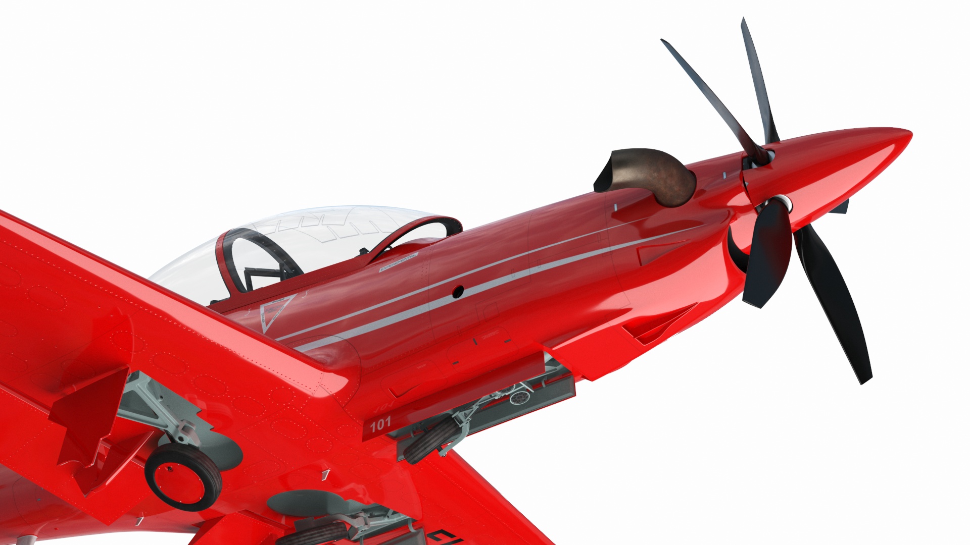 Training Aircraft Pilatus PC-21 Red Rigged 3D