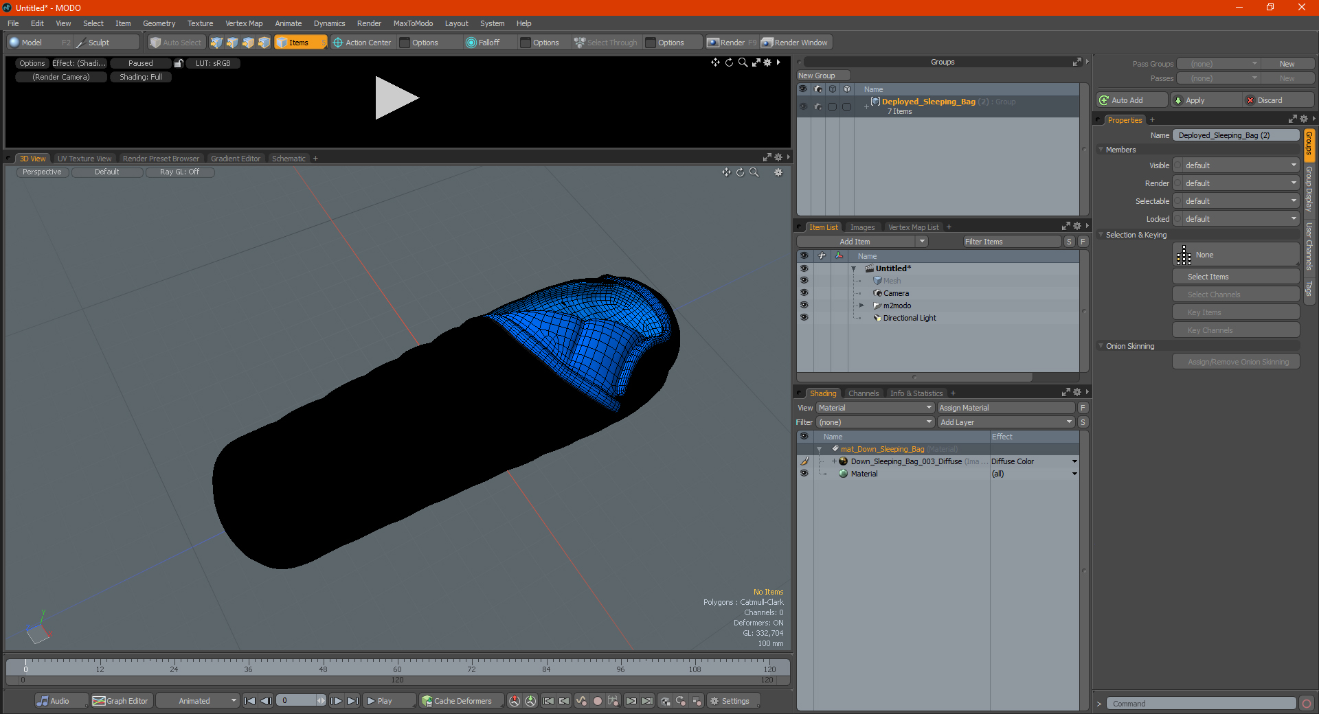 3D Deployed Sleeping Bag