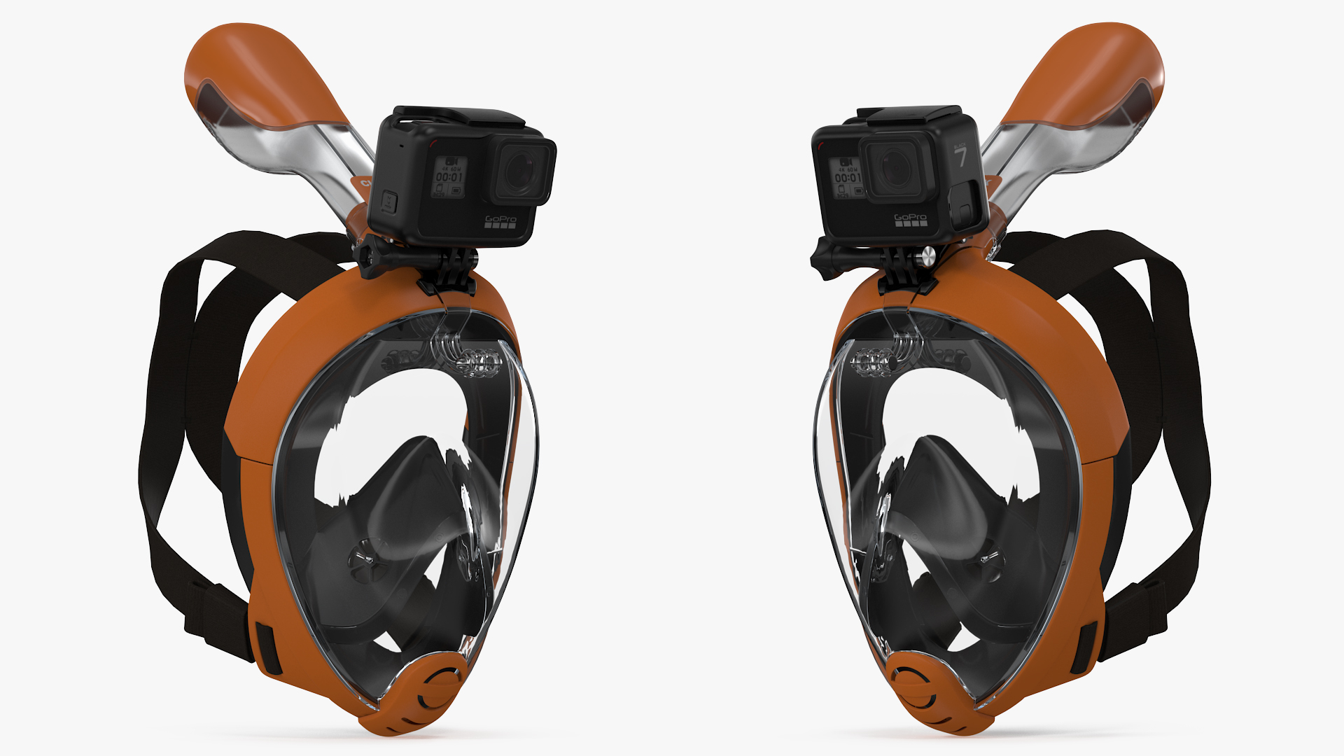3D Full Face Snorkel Mask with GoPro Hero 7 Black