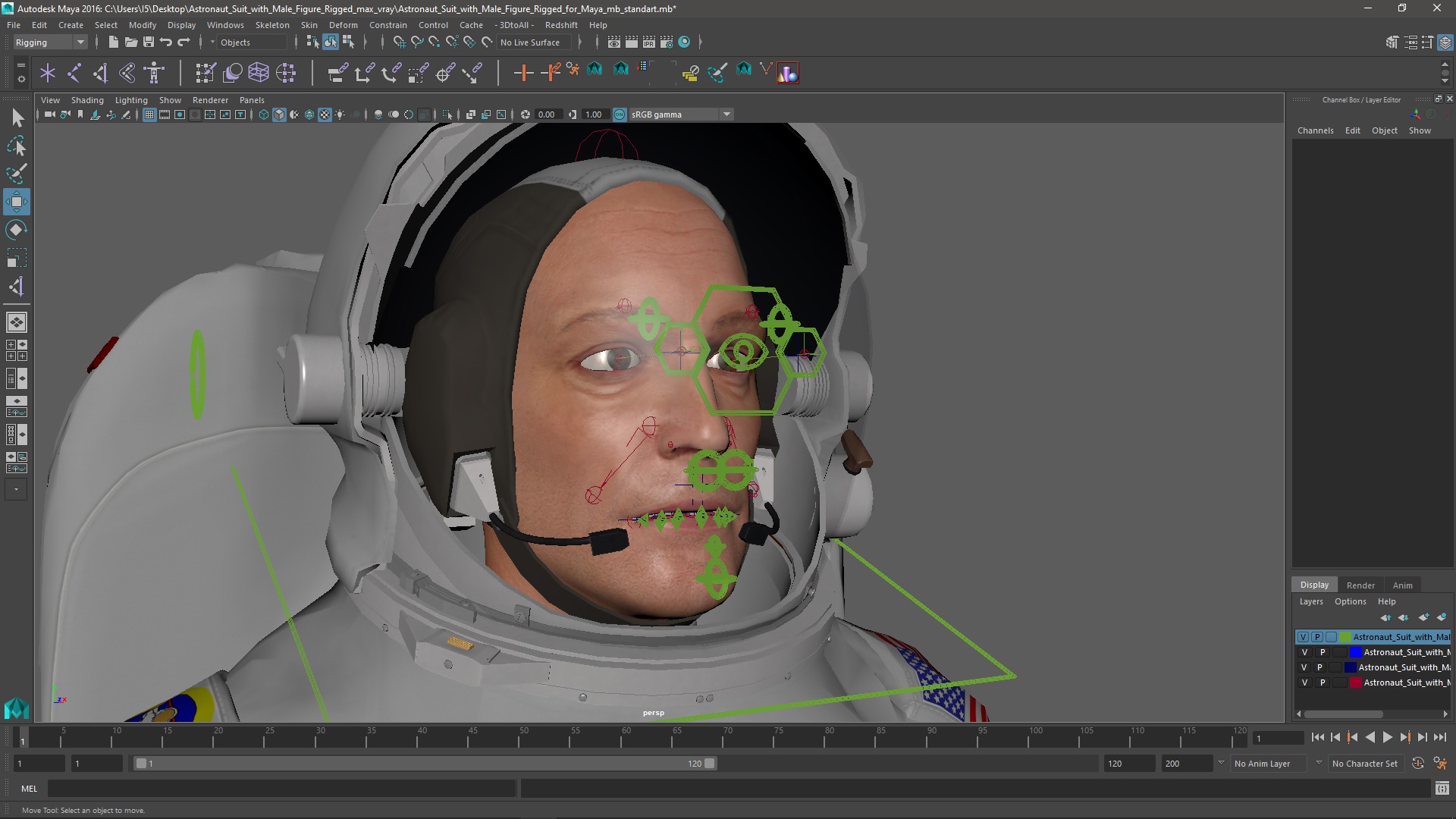 Astronaut Suit with Male Figure Rigged for Maya 3D