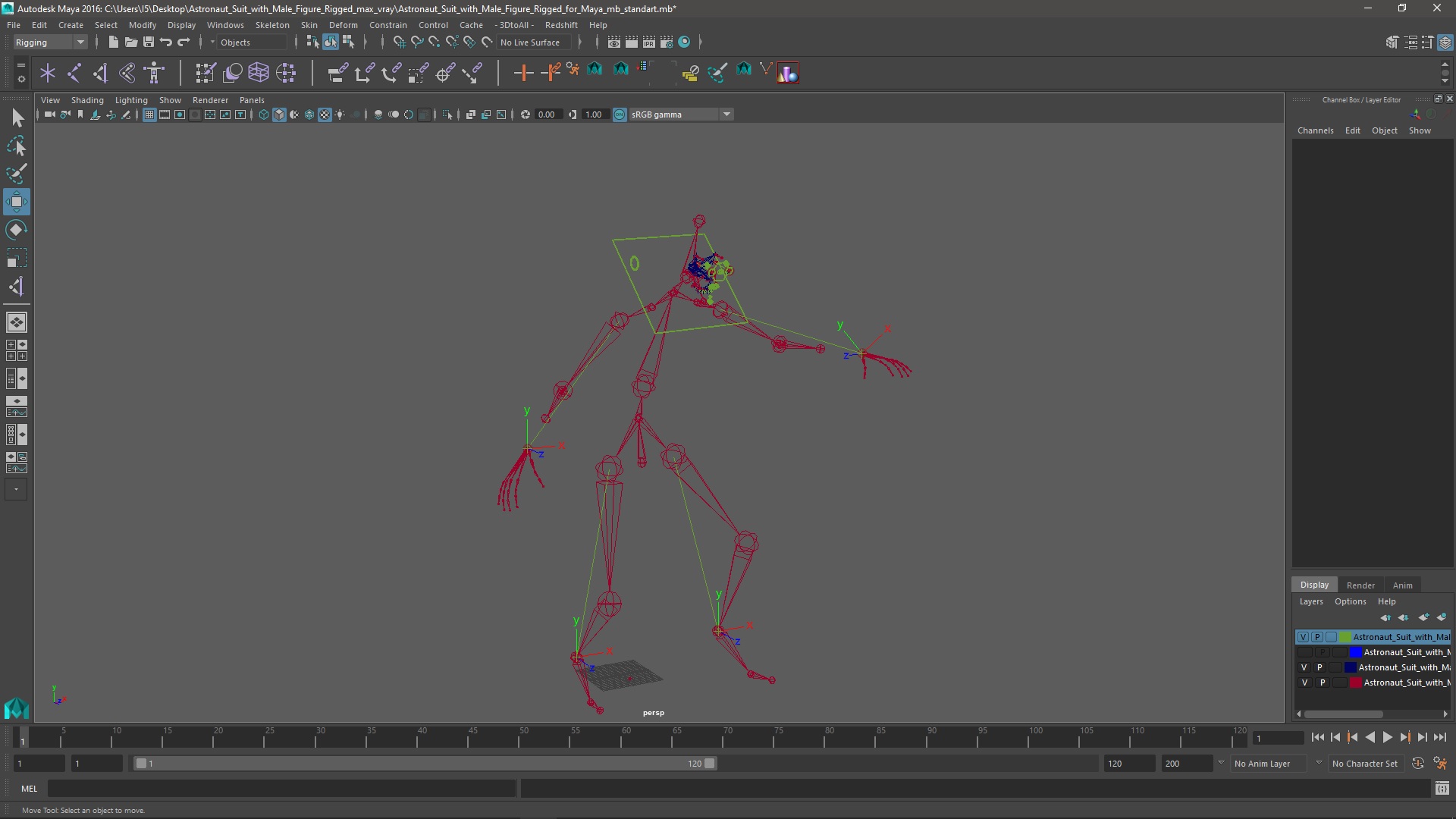 Astronaut Suit with Male Figure Rigged for Maya 3D