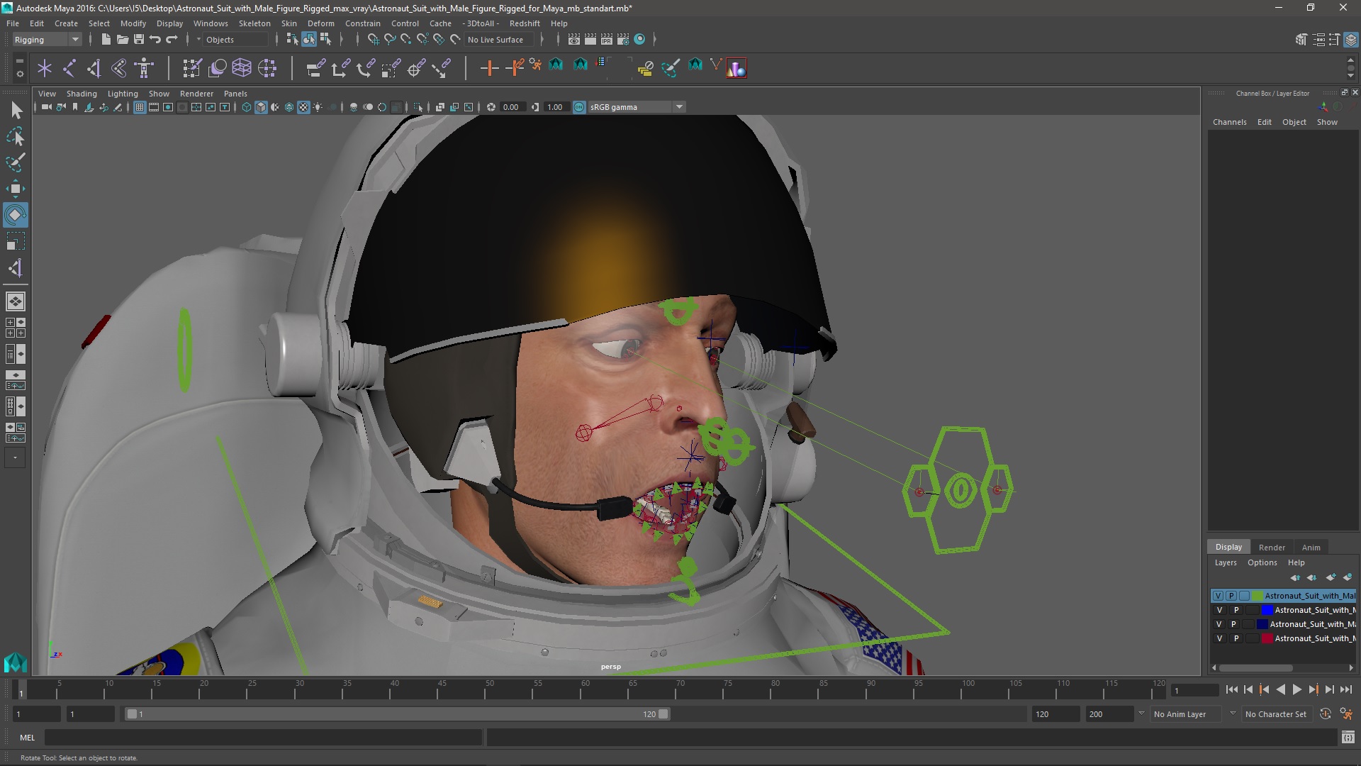 Astronaut Suit with Male Figure Rigged for Maya 3D
