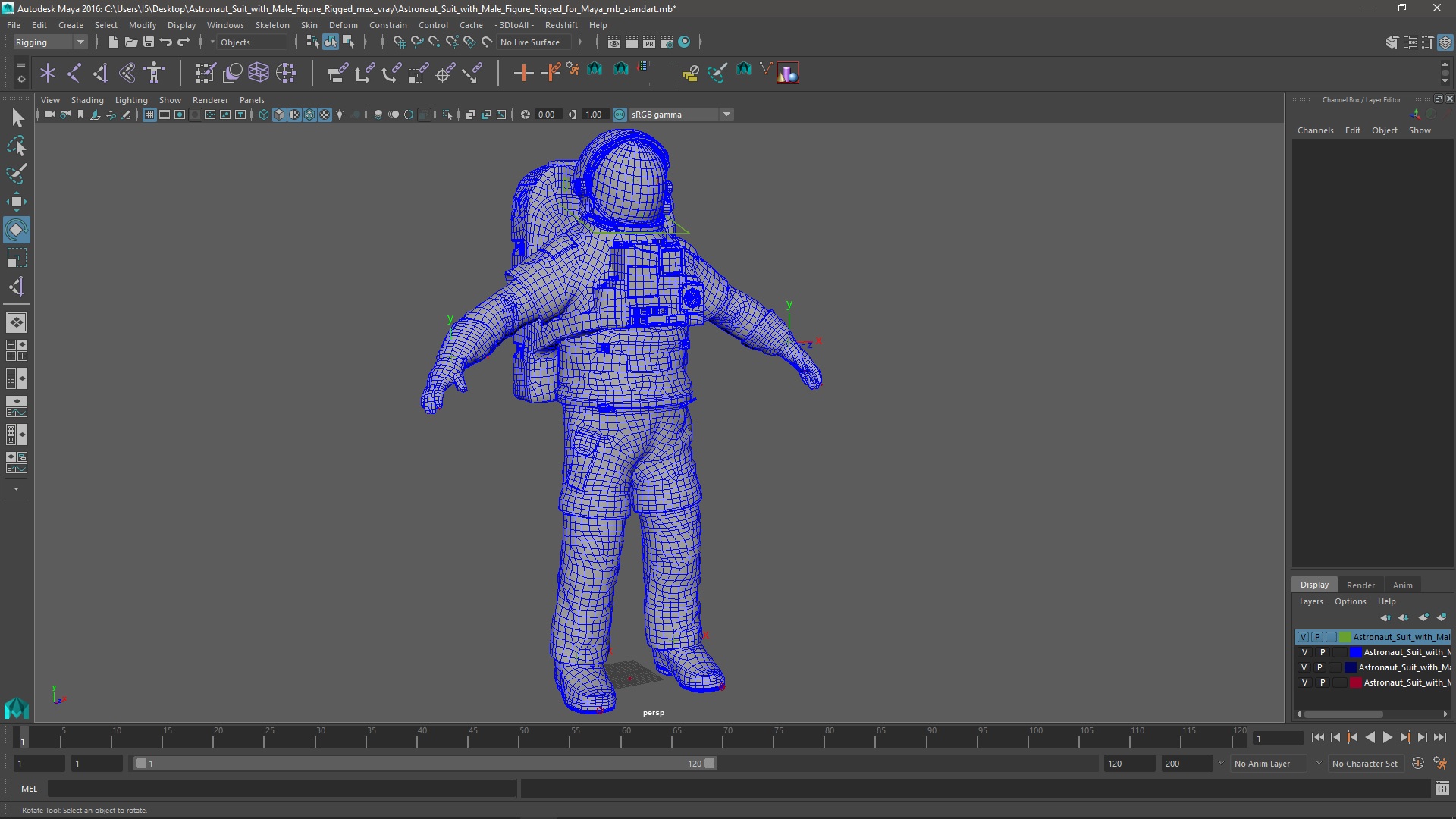 Astronaut Suit with Male Figure Rigged for Maya 3D