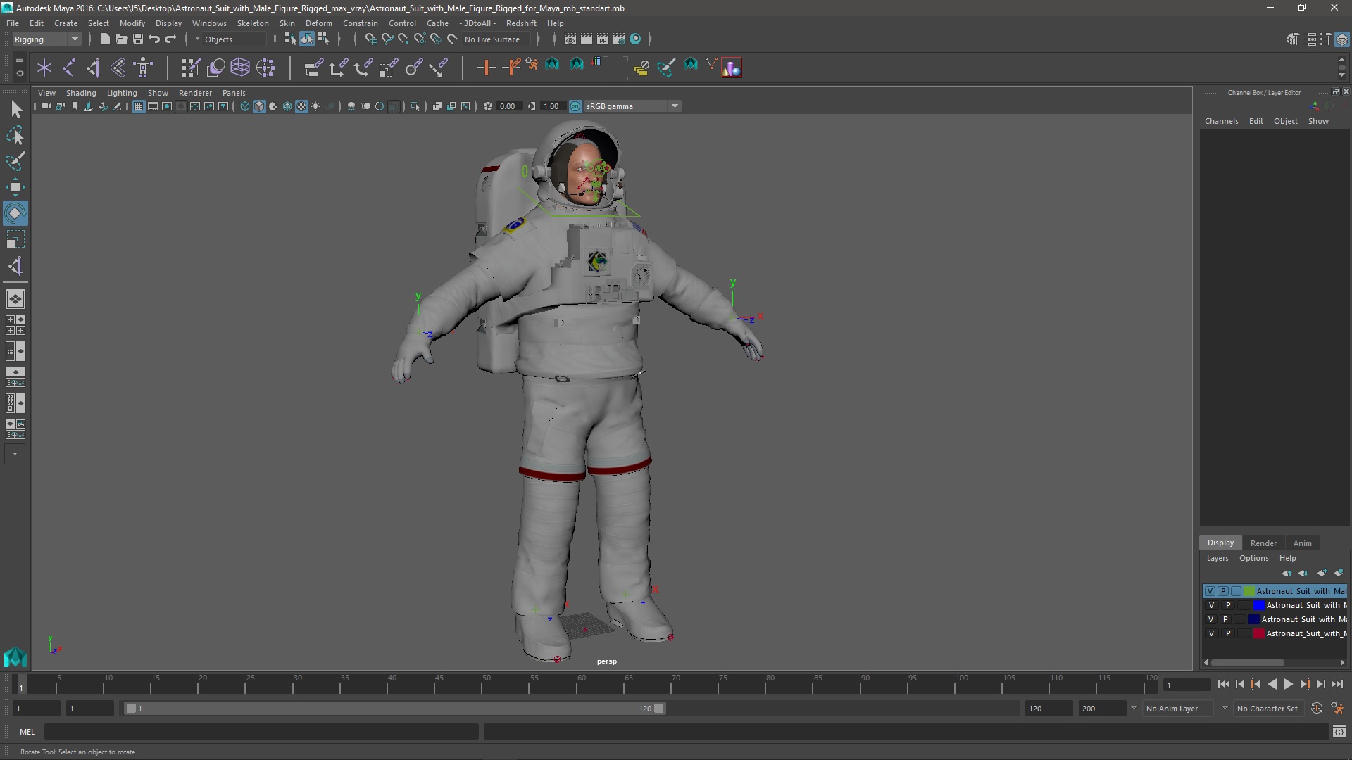 Astronaut Suit with Male Figure Rigged for Maya 3D