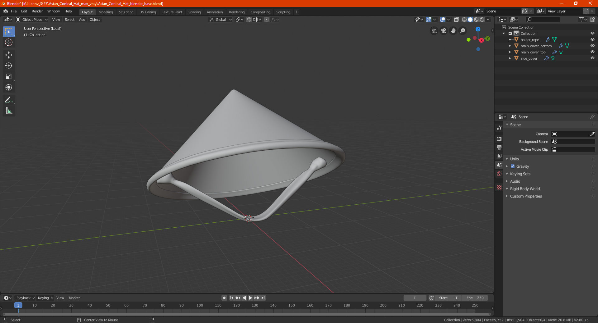 3D Traditional Asian Rice Hat