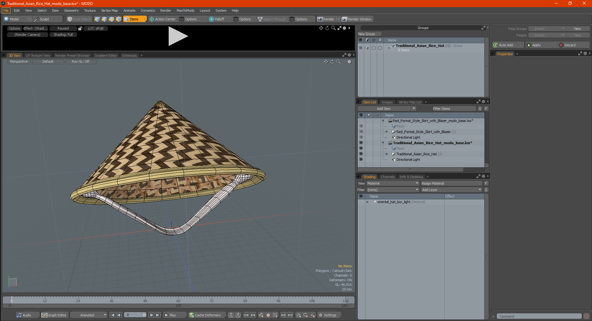 3D Traditional Asian Rice Hat