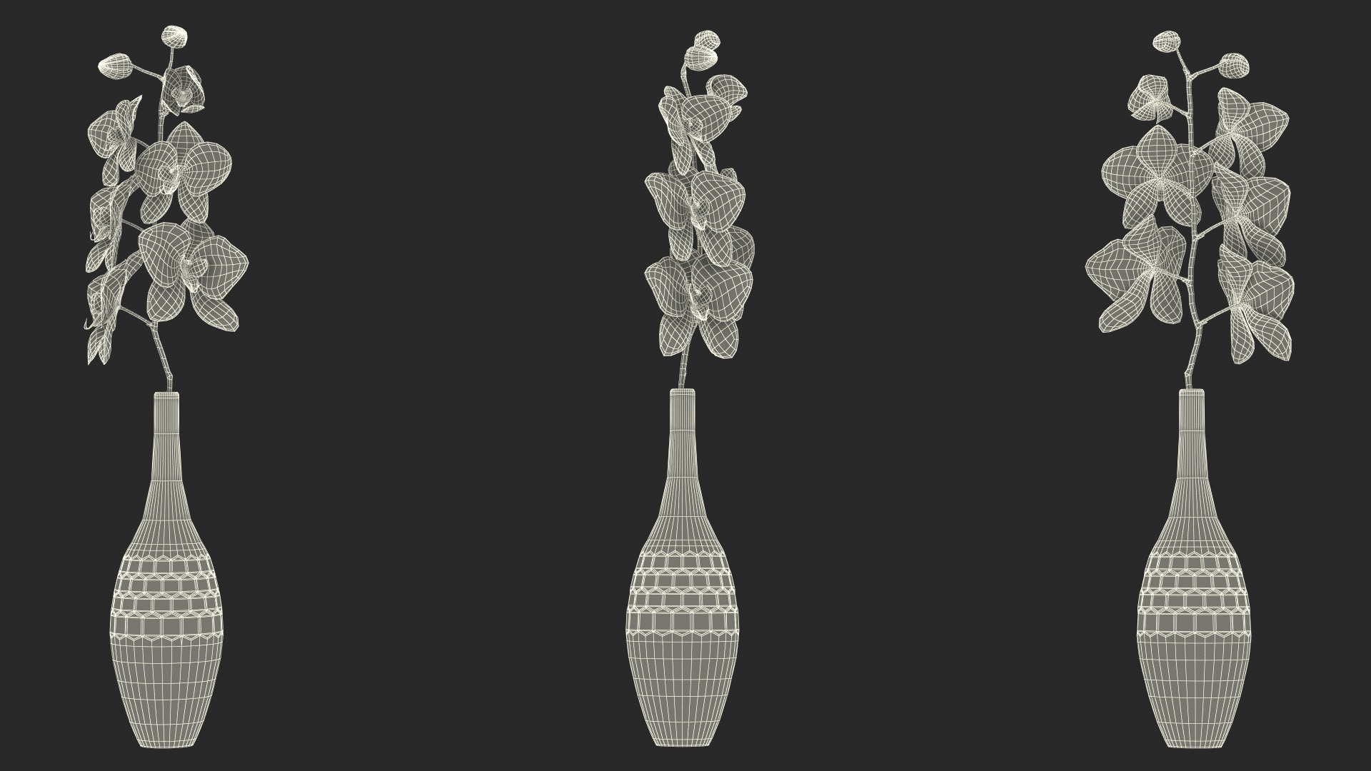 3D Small Pink Orchid in Glass Vase